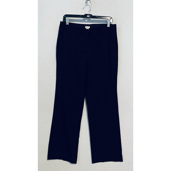 J Crew Pants 10 Black Stretch Wool Blend Trousers Pockets Work Minimalist - Picture 1 of 7